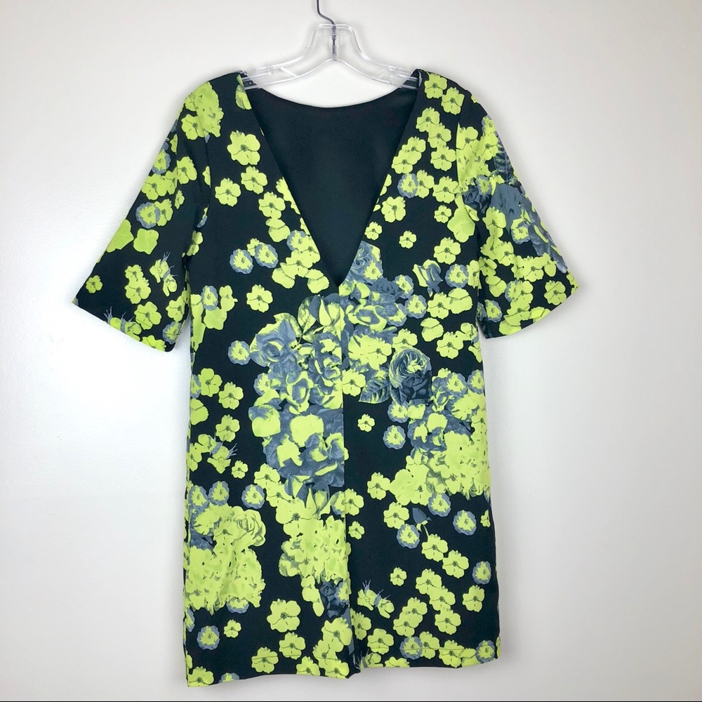 ASOS {new} Floral Rose Print Dress Lime Green Gray